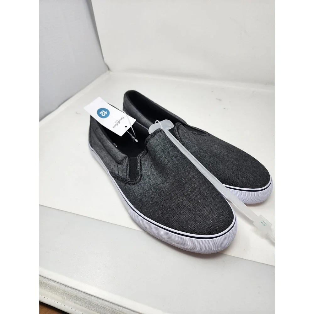 Goodfellow & Co Mens Low Top Slip On Sneakers Gray Canvas Casual Size 12